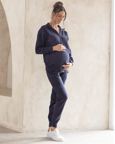 Angel Maternity Calla Navy Maternity Tracksuit Set in Navy