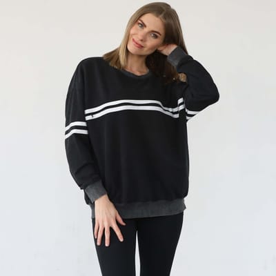 Milk & Baby Celine Slouchy Nursing Pullover | Faded Black