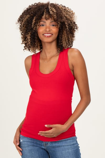 PinkBlush Ruby Ribbed Scoop Neck Maternity Tank Top
