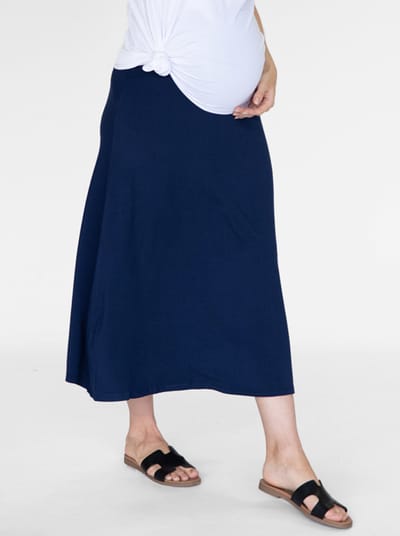 Angel Maternity Becky Long Maternity Skirt in Navy