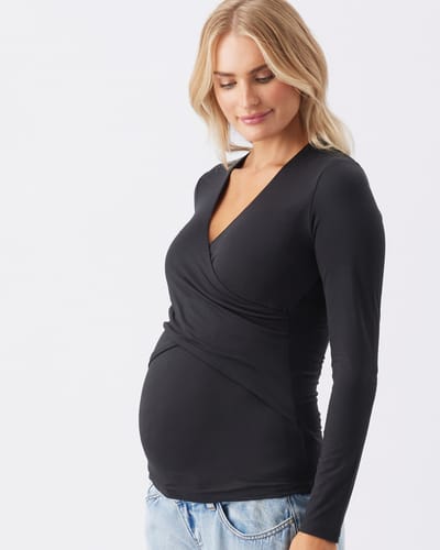 Ripe Maternity Luxe Knit Embrace Nursing Top Black