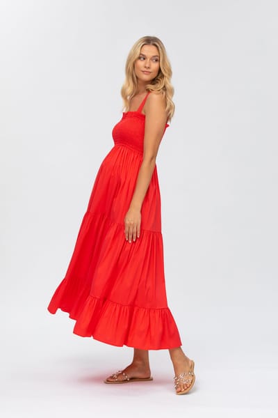 For The Creators Holly Red Maxi Maternity Dress in Poplin