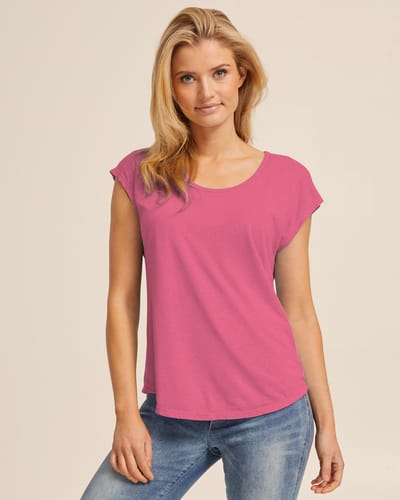 Peachymama Linen Nursing Tee - Fuchsia
