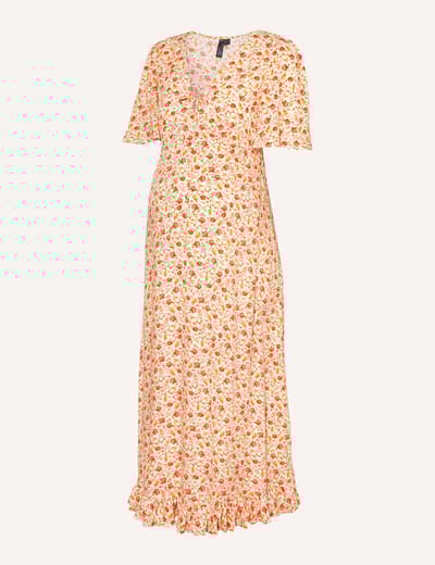 For The Creators Maternity Cream Wildflower Printed Dalia Midi Dress