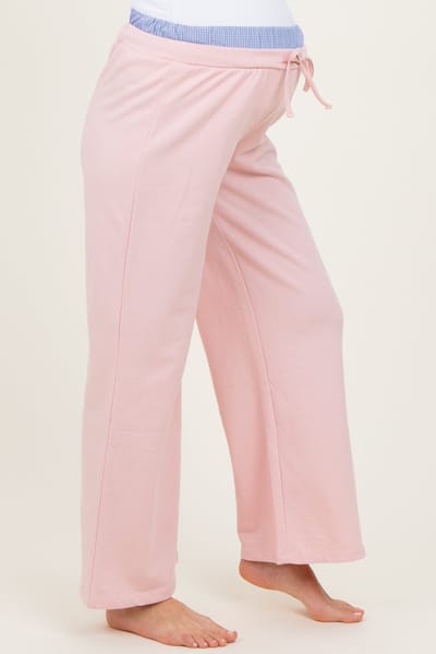 PinkBlush Light Pink Contrast Waistband Maternity Lounge Pants