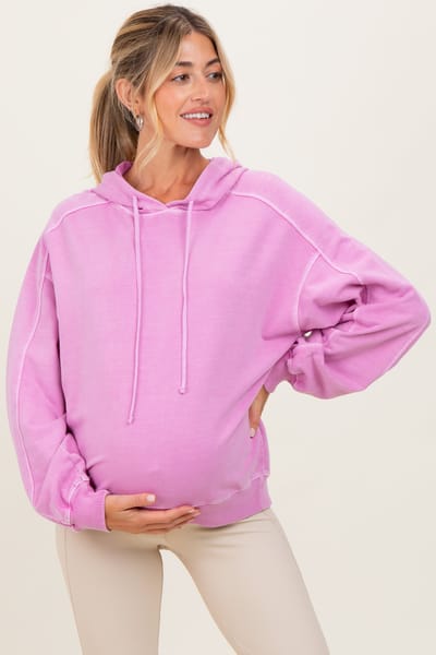 PinkBlush Pink French Terry Hooded Maternity Sweatshirt