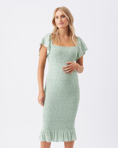 Ripe Maternity Selma Shirred Dress  Pistachio