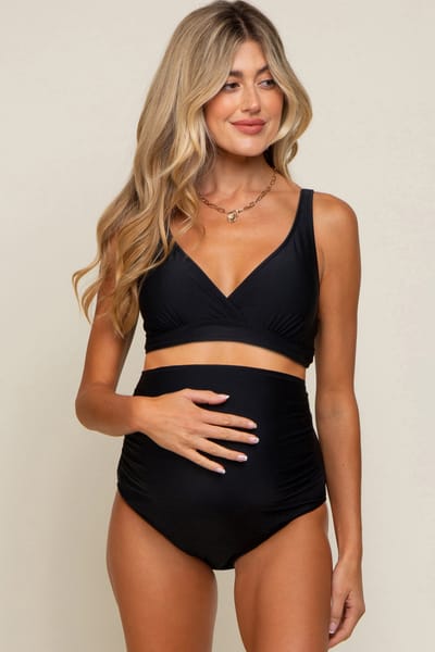 Charmo Black High Waist Maternity Bikini Set