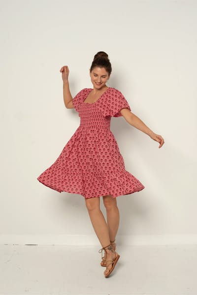 For The Creators Delilah Dress Red and Pink Hydrangea