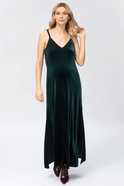 For The Creators Auriga Green Maxi Maternity Dress with Side Slit