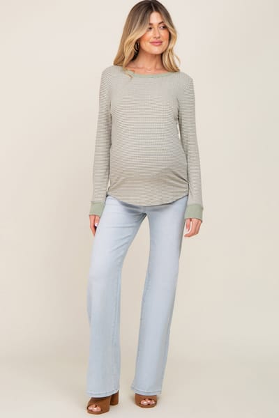 Risen Jeans Light Blue Basic Maternity Wide Leg Jeans