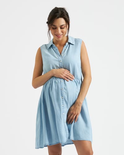 Ripe Maternity Bec Chambray Dress  Clean Fade