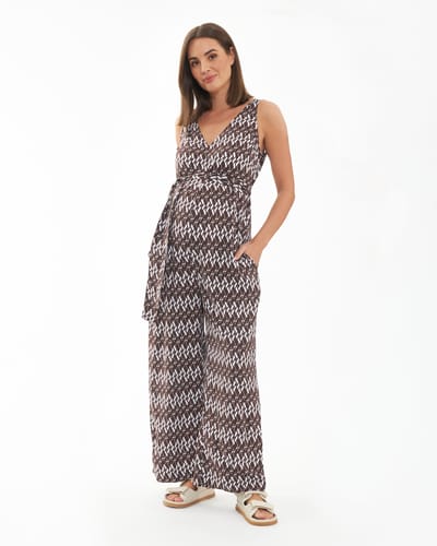 Ripe Maternity Grace Jumpsuit Chocolate / White