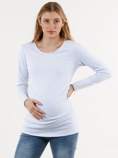 Angel Maternity Basic White Long Sleeve Cotton Maternity Top