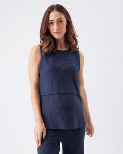 Ripe Maternity Peter Rib Nursing Tank Navy