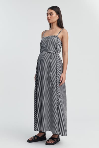 LÉGOE HERITAGE Strapless Relaxed Dress (Black/Ivory Stripe) - FINAL SALE