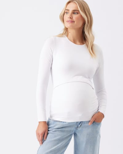Ripe Maternity Luxe Knit Nursing Top  White
