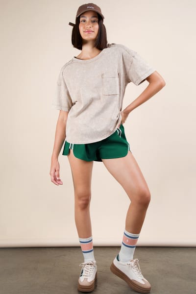 Very J Green Stripe Detail Active Shorts