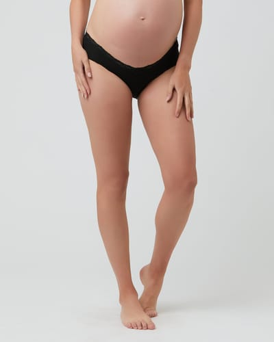 Ripe Maternity Organic Cotton Lacey Briefs Black