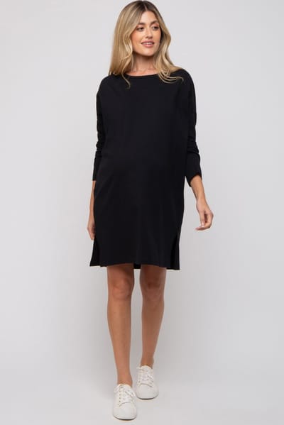Hyfve Black Long Sleeve Maternity Shirt Dress