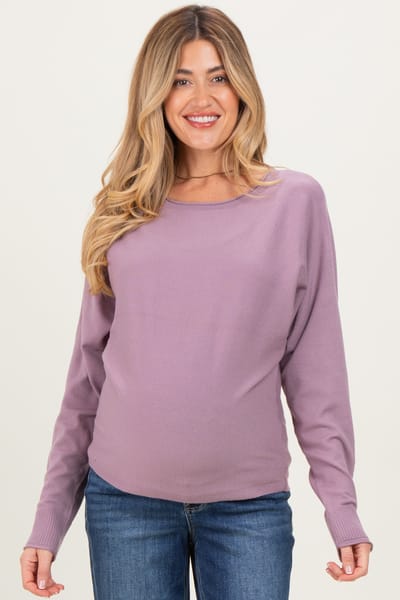 Staccato Violet Dolman Sleeve Maternity Knit Top
