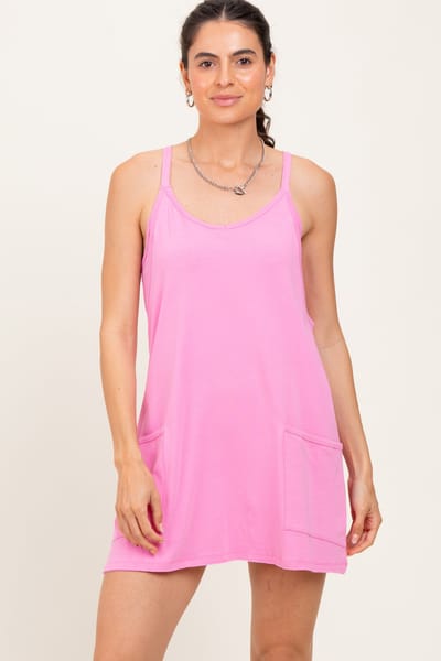 Zenana Outfitters Pink Racerback Romper Dress
