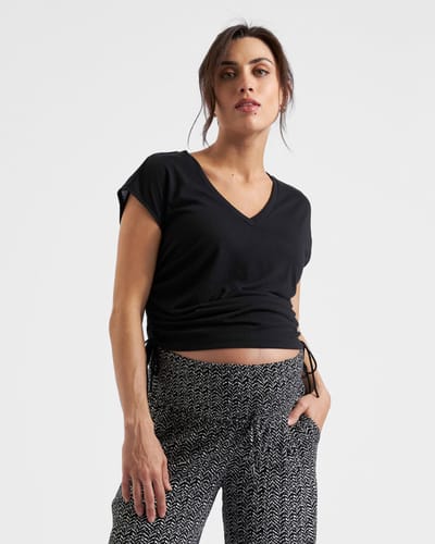 Ripe Maternity Ziggy Ruched Tee Black