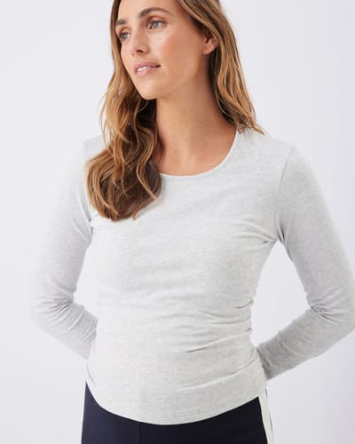 Ripe Maternity Organic Cotton Ruched Top Silver Marle