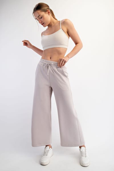 Rae Mode Beige Ankle Wide Leg Lounge Pants