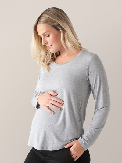 Milk & Baby Bamboo Maternity & Nursing Long Sleeve T-shirt | Grey Heather