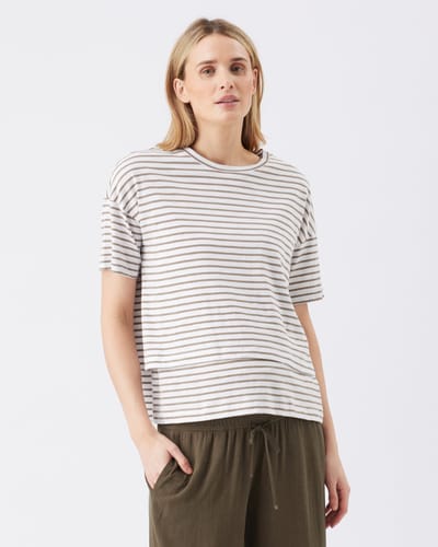 Ripe Maternity Claudette Nursing Tee  White / Olive