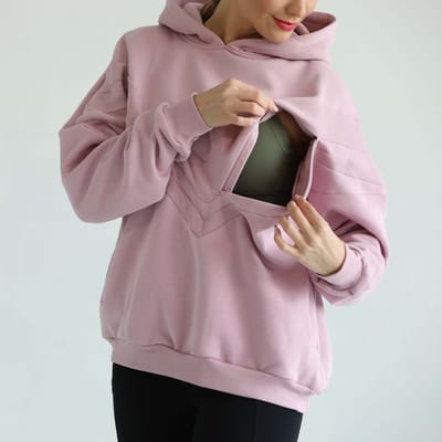 Milk & Baby Isabella Ultra Soft Oversized Nursing & Pregnancy Hoodie | Lavender Smoke