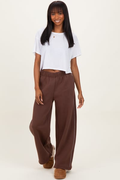 Kimberly C Brown Fleece Wide Leg Sweatpants