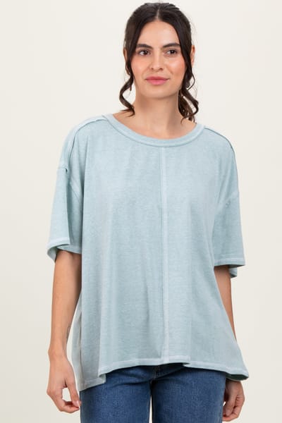 Rhea + Thea Mint Solid Tri-Blend Short Sleeve Tunic Top