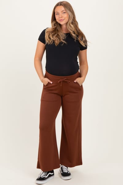 Rae Mode Chestnut Ankle Wide Leg Maternity Lounge Pants