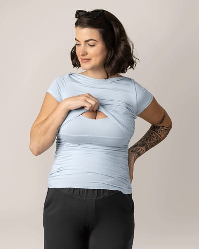 Storq Kiera Boat Neck Maternity & Nursing Top | French Blue