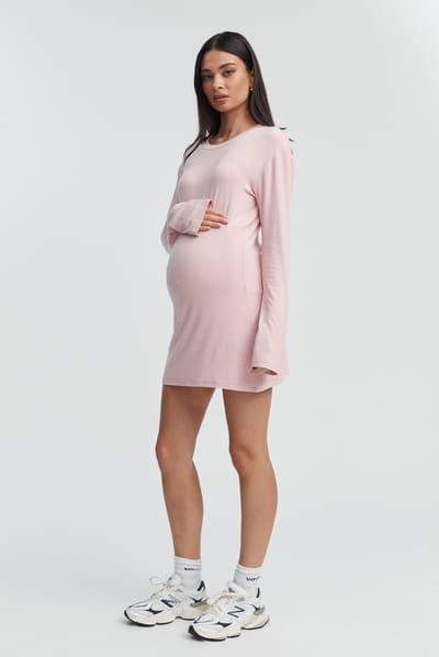 LÉGOE HERITAGE Soft Rib LS Mini Dress (Dusty Pink) - FINAL SALE