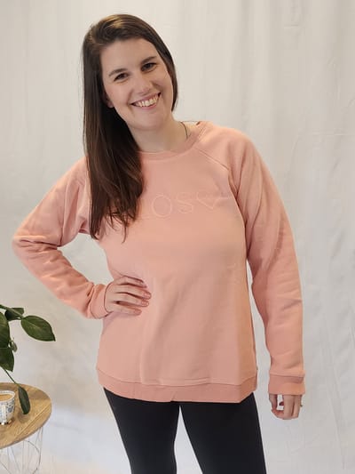Close to the Heart Zip Crew Sweatshirt - Pale Pink
