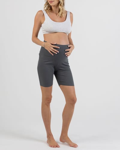 Angel Maternity Maternity Bamboo Bike Shorts in Slate Grey