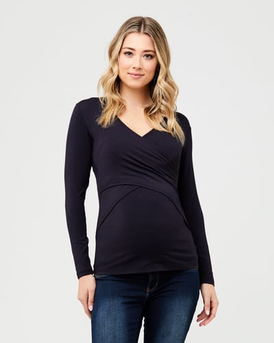 Ripe Maternity Embrace Long Sleeve Nursing Top New Navy