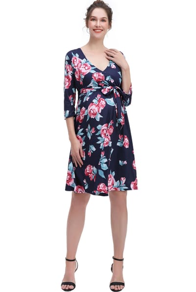 Kimi + Kai Kimi + Kai Maternity "Diana"Nursing Faux Wrap Dress