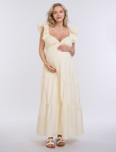 Motherhood Maternity Empire Ruffle Sleeve Maxi Dress