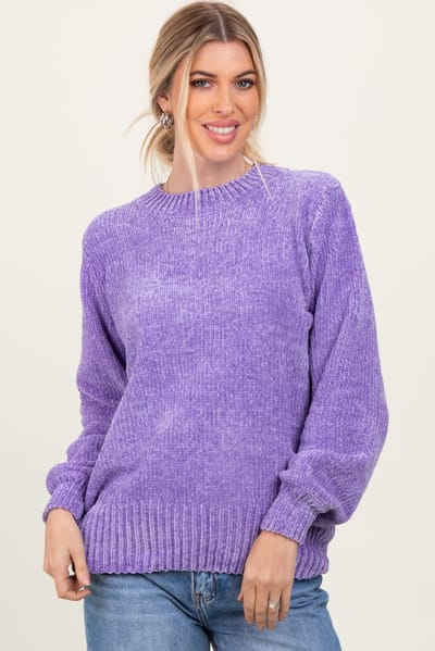 Zenana Outfitters Lavender Chenille Knit Sweater