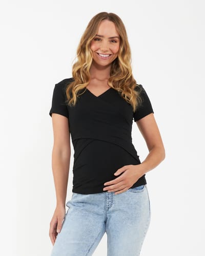 Ripe Maternity Embrace Short Sleeve Nursing Tee Black