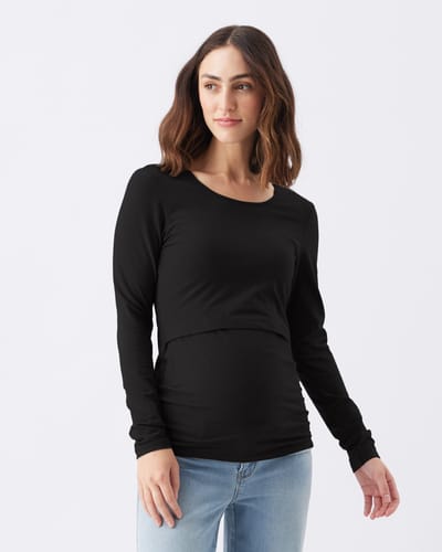 Ripe Maternity Organic Cotton Nursing Top Black