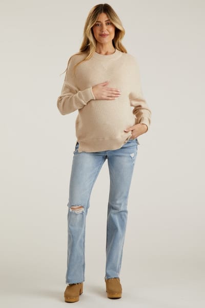 Vervet Light Blue Distressed Bootcut Maternity Jeans