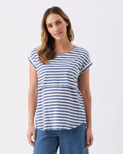 Ripe Maternity Lionel Nursing Tee Washed Indigo / White