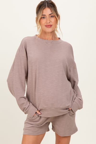 PinkBlush Mocha Maternity Pullover & Shorts Set