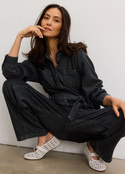 HATCH Collection The Drapey Denim Jumpsuit