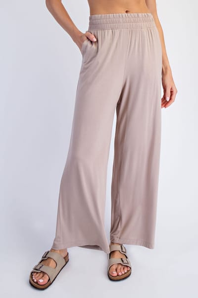 Rae Mode Beige Ankle Wide Leg Pants